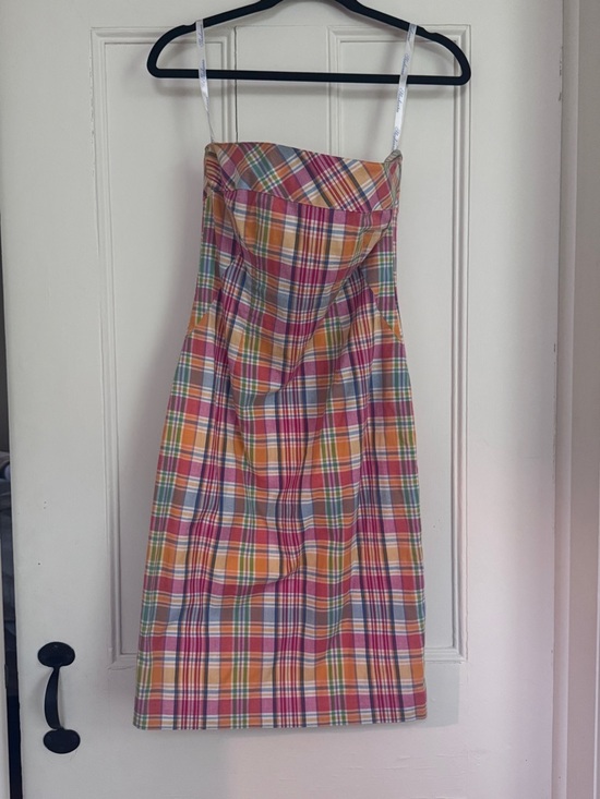 Shoshanna Dresses & Skirts - Vintage Y2K Shoshanna Madras Plaid Strapless Dress Cotton Made in USA Size 2